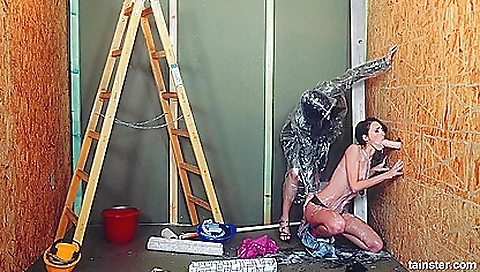 Sexy young girl shows off her black pussy