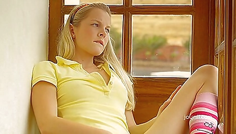 Sexy young brunette hair shows off her boss