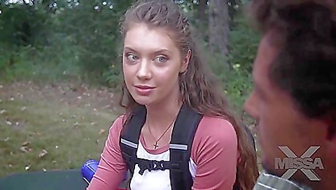 Sexy brunette hair shows off her wet cunt